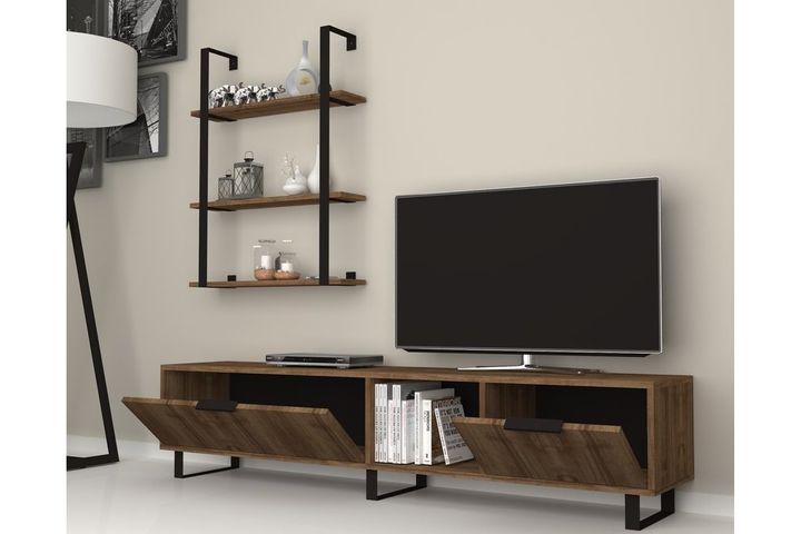 Zenon TV Stand, Dark Wood, 180 cm