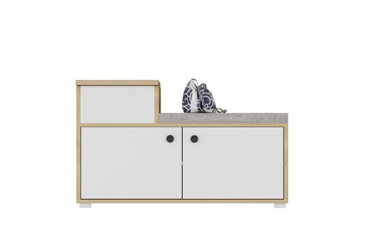 Elegante Schoenenkast, Wit en Eik