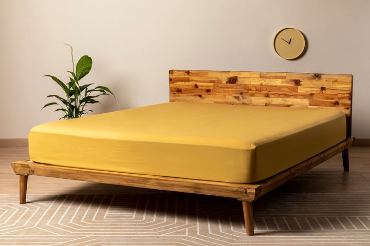 Ranforce Fitted Sheet, Double Size, Mustard