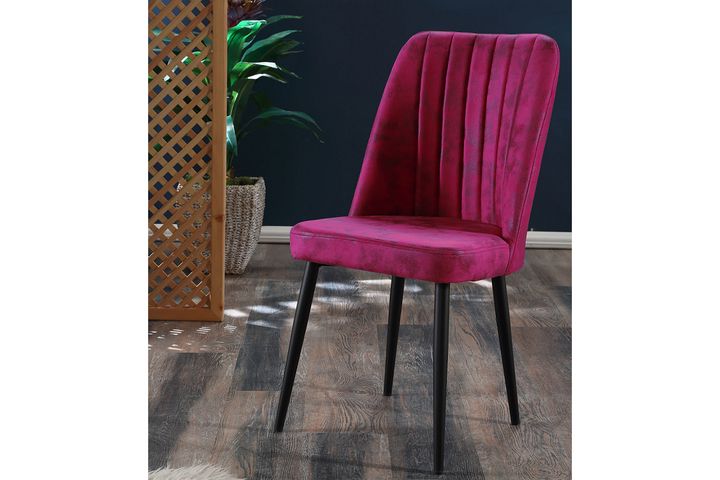 Vento Stuhl aus Metall, Fuchsia & Schwarz  