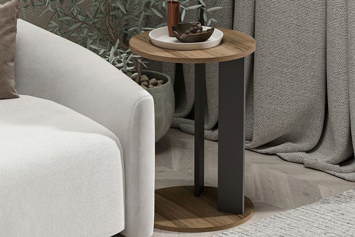 Ema Bijzettafel, Walnoot en Antraciet