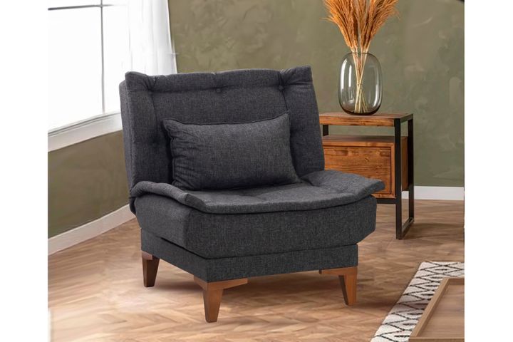 Kelly Fauteuil In Linnen Stof, Antracietgrijs