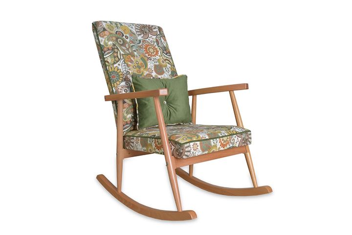 Asedia Trend Retro Schommelstoel, Groen & Natuurlijke Kleur