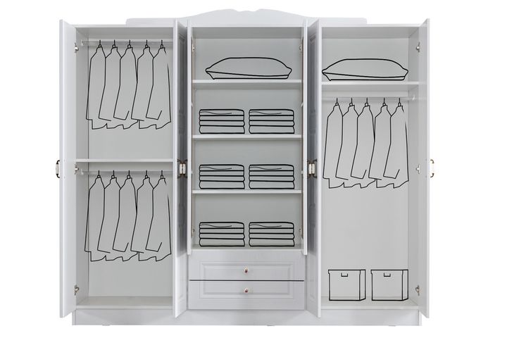 Country West Kledingkast met 6 Deuren, Wit