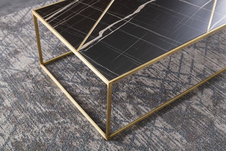 Domino Coffee Table, Black & Gold | Vivense London