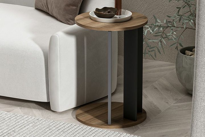Ema Bijzettafel, Walnoot en Antraciet