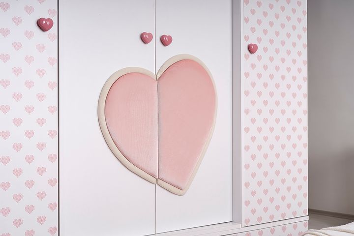 Love 4 Door Children's Wardrobe, White & Pink