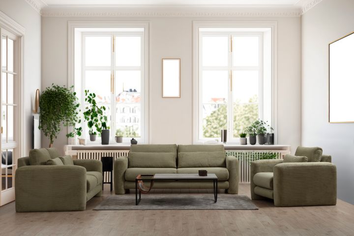 Lilly Ruffelfluwelen 3-Zitsbank, Groen
