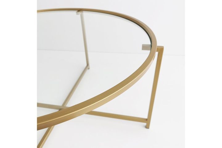 Zlatý konferenční stolek se skleněnou deskou Neostyle