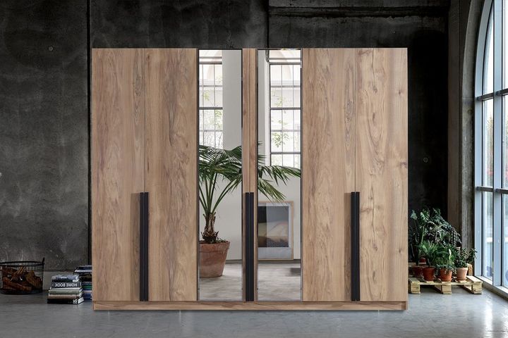 Premium 6 Door Wardrobe, Walnut