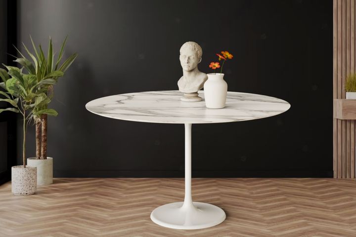 Tulip Tisch aus Marmor, 90x90 cm, Weiß