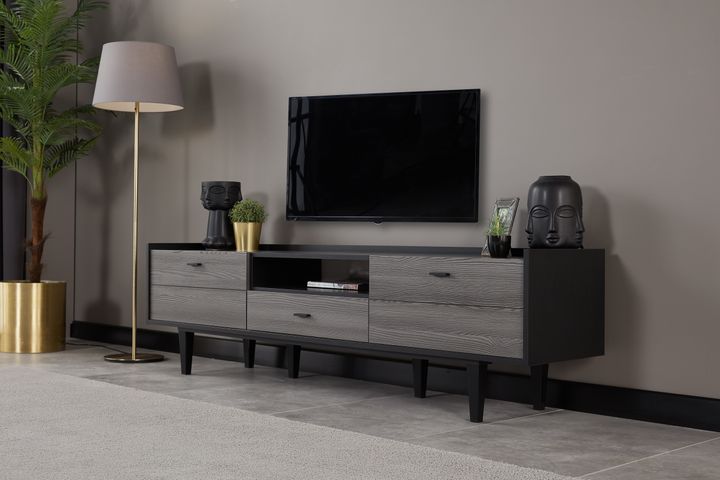 Zeta TV Unit, 200 cm, Black