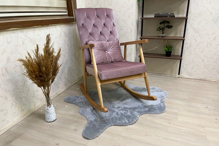 Asedia Trend Schommelstoel Gestoffeerd, Roze & Natuurlijke Kleur