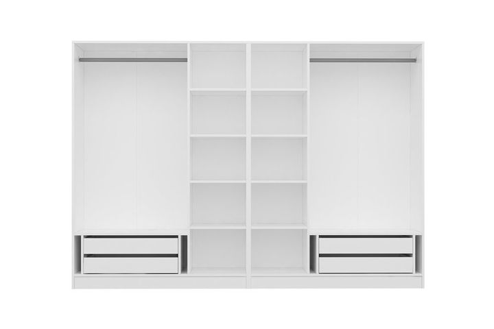 Medway Kledingkast met 6 Deuren, 4 Lades en Spiegel, Wit