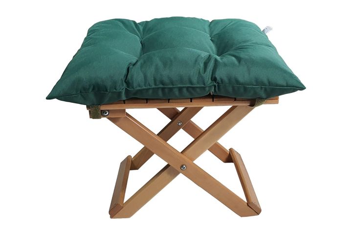 Zelené skládací venkovní křeslo s područkami, taburet a stolek Bisi Lounge plus