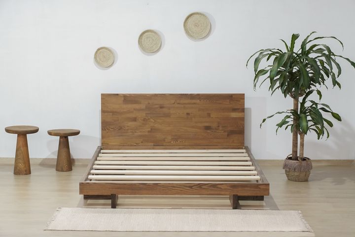Luna Patna Houten Bedframe, 100x200 cm, Walnoot