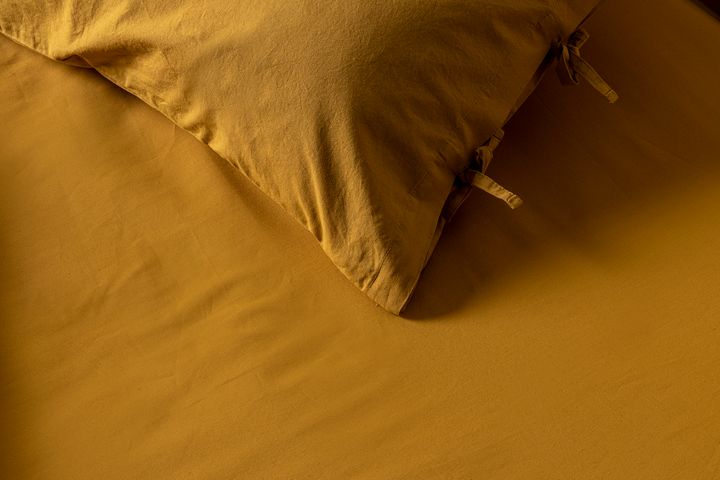 Cozy Washed Cotton Duvet Cover Set, King Size, Mustard