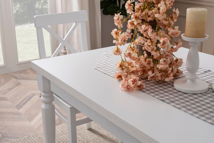 White Eettafelset met Bank, 110x70 cm