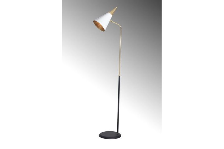 Zeta Conical Floor Lamp, 170 cm, White & Gold