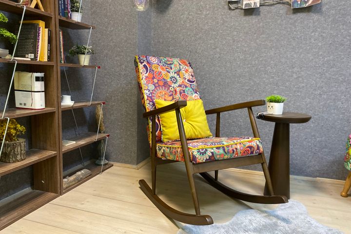 Asedia Trend Retro Schommelstoel, Veelkleurig & Walnoot