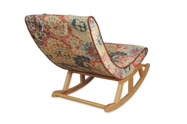 Asedia Maeve Schommelstoel met Bloemenpatroon, Veelkleurig & Natuurlijke Kleur