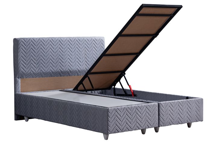Crystal Boxspring Bedset, 150x200 cm, Grijs