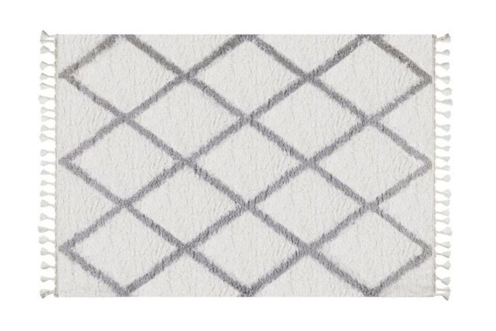 Marakesh Shaggy Teppich, 120x180 cm, Weiß & Grau
