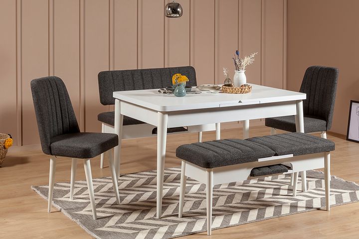 Vina Dining Chair, Anthracite & White