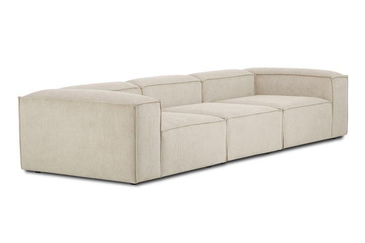 Frid Ruffelfluwelen 3-Zitsbank, Wit