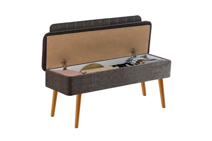 Vina Opbergbank Gestoffeerd, Pijnboom en Antraciet