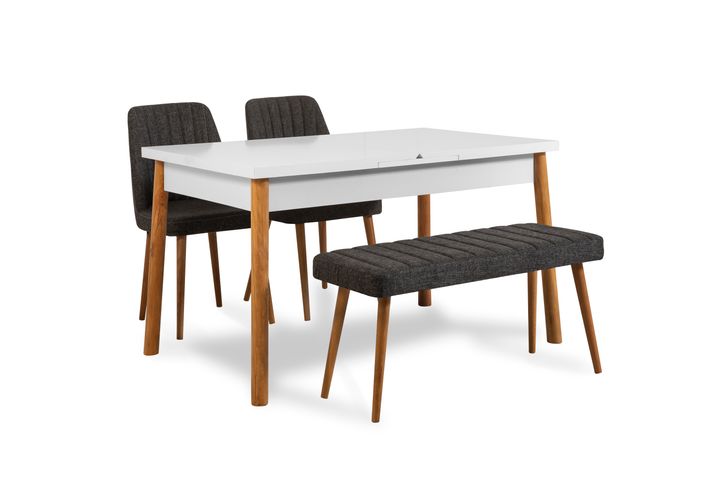 Stormi Uitschuifbare Keukentafel, Wit & Pijnboom