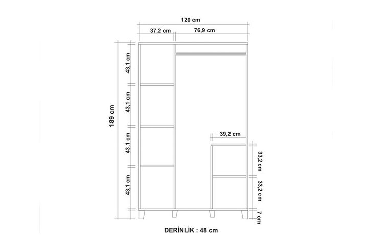 Leva Colorblock Kledingkast met 3 Deuren, Pijnboom