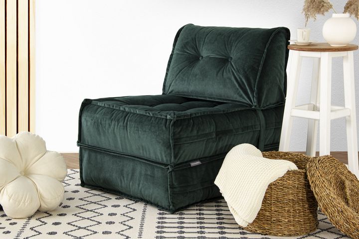 Mocca Opklapbare Fauteuil, Petrol