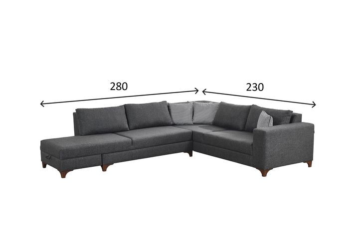 Masse Hoekbank Links, Antraciet