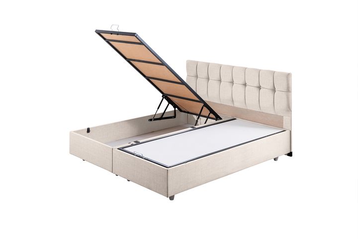 Paris Boxspringbed met Hoofdbord, 180x200 cm, Creme