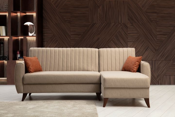 Alcoon Hoekbank met Slaapfunctie, Beige