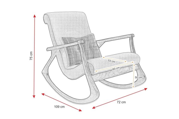Asien Schommelstoel, Asgrauw, Geel en Walnoot