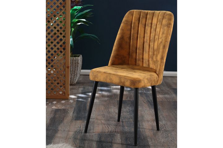 Vento Stuhl aus Metall, Gelb & Schwarz  