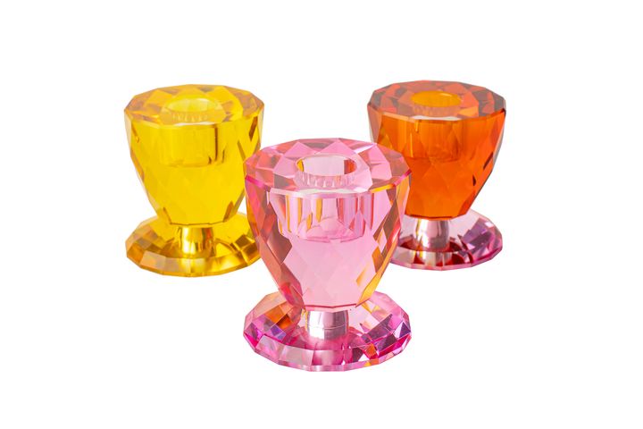 Sparkle Glass Candle Holder, Pink