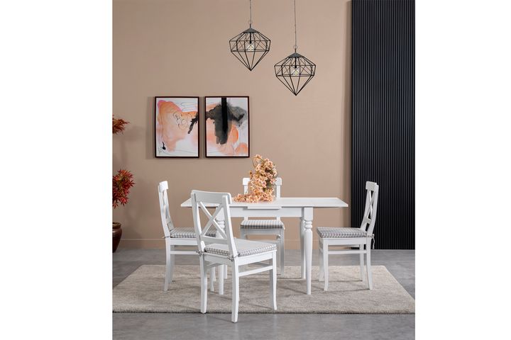 White Eettafelset, 70x80 cm, Grijs