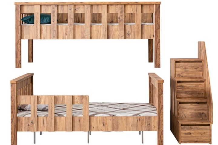 Deluxe Stapelbed, 90x200 cm, Walnoot