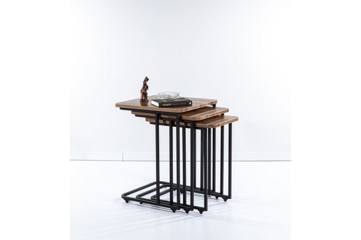 Mono C Bijzettafel, 3 Dlg, Walnoot