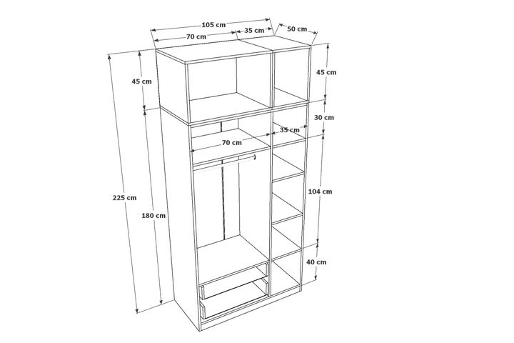 Bryone 3 Door Wardrobe with 2 Drawers, White