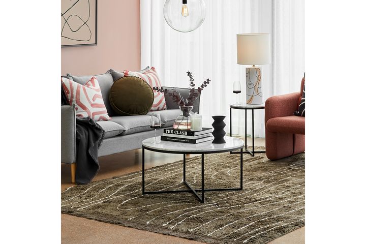Linos Coffee Table, Black & White Marble