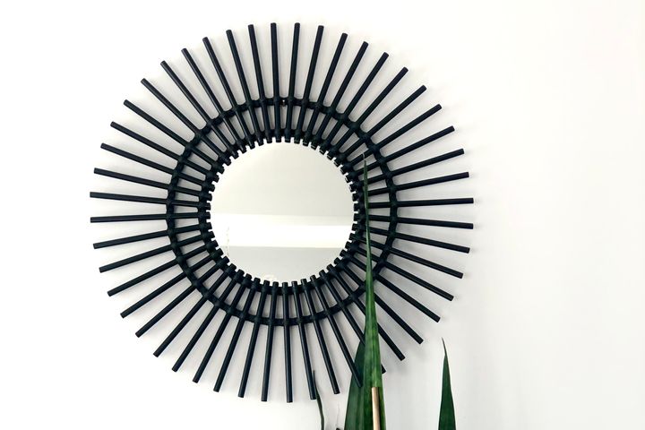 Cilla Rotan Spiegel, 45 cm, Zwart