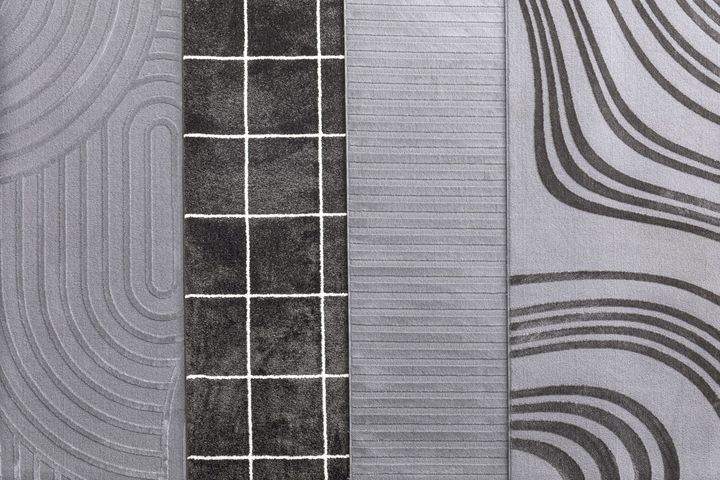 Emma Machinetapijt, 80x150 cm, Antraciet en Wit