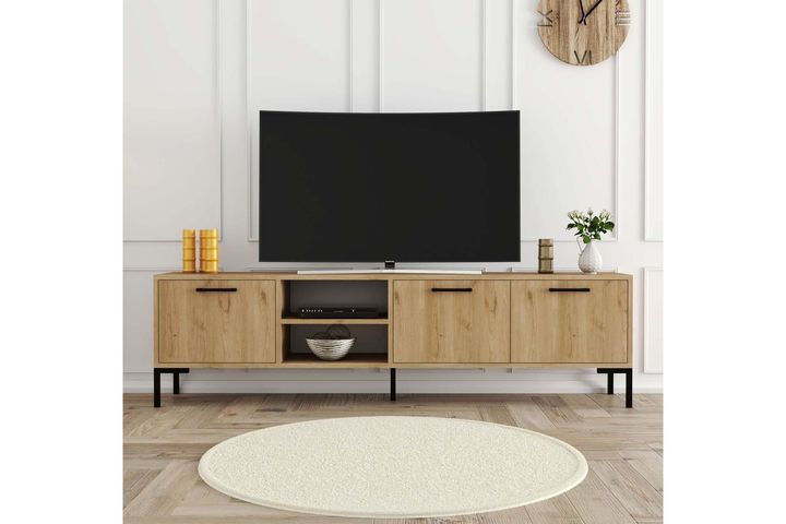 Mezza Aurora TV-Lowboard mit Metallbeinen, 180 cm, Eiche