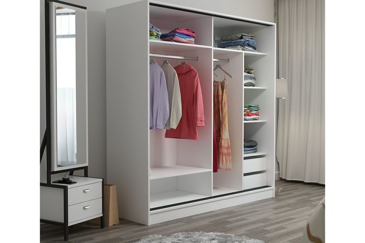 Medway Tideway Kledingkast met Schuifdeuren, 210 cm, Wit