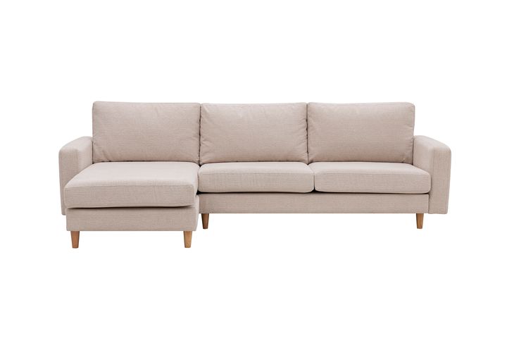 3-zits industriële hoekbank Chelsea ribstof beige links
