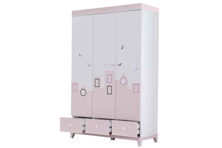 City Kledingkast met 3 Deuren, Roze